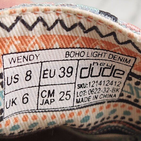 Hey Dude Wendy Boho Women's Size 8 Blue Denim Slip On Comfort Casual Flat Shoes - Picture 10 of 10